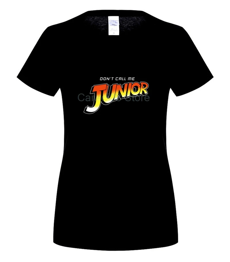 Мужская мода, стильная футболка, Dont Call Me Junior, Индиана Джонс, Мужская Дизайнерская мужская крутая футболка с коротким рукавом - Цвет: women black