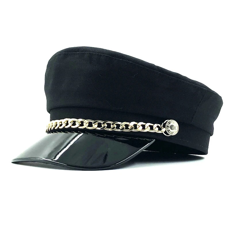 Новые зимние шапки женские шерстяные кепка газетчика цепи украшения козырек шапки женские винтажные армейские кепки