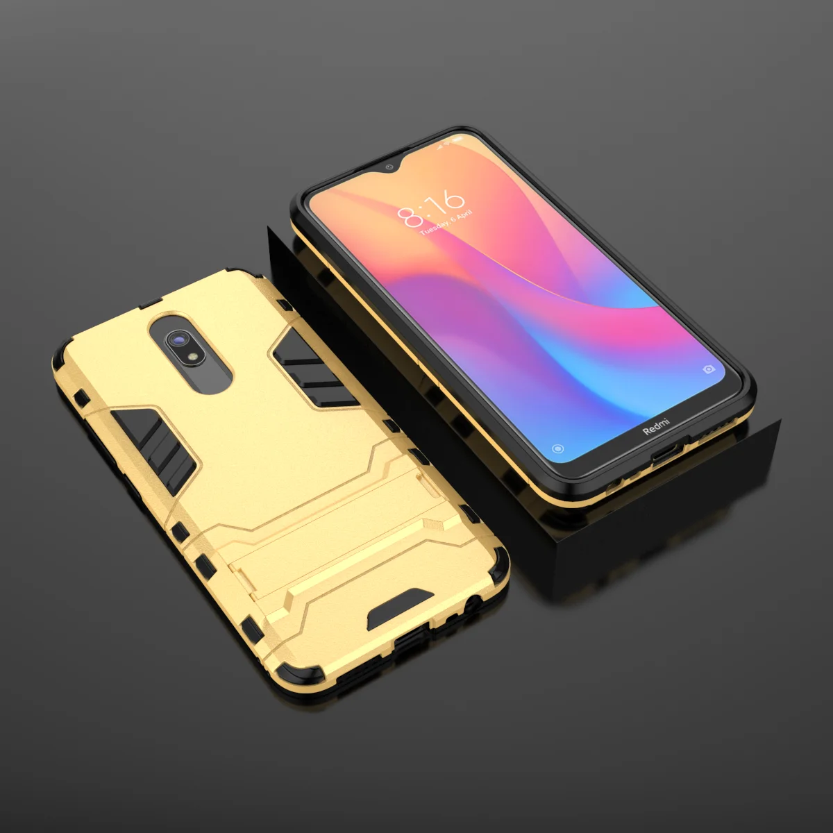OUDINI для Xiaomi Redmi 8 Redmi 8A задняя крышка Подставка Броня противоударный чехол для Redmi 8 8A чехол - Цвет: Gold