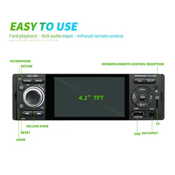 

Car Radio 1din 4inch touch screen Autoradio Bluetooth Stereo JSD-3001 12V B36B