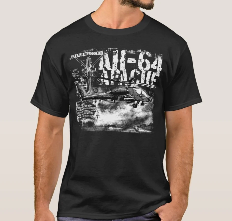 

US Army AH-64 Apache Attack Helicopter T-Shirt. Summer Cotton Short Sleeve O-Neck Men's T Shirt New S-3XL