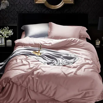 

60 Tencel Solid Color Simple Four-piece Set Spring and Summer Days Plain Color Silky Bare Sleeping Lyocell Double-Sided Tencel 1