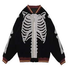 

Kapital Skeleton Embroidery Cotton Cardigan Zipper Jacket Men Women Neck Sleeves Foot Circumference Splic Color Stripe Jackets