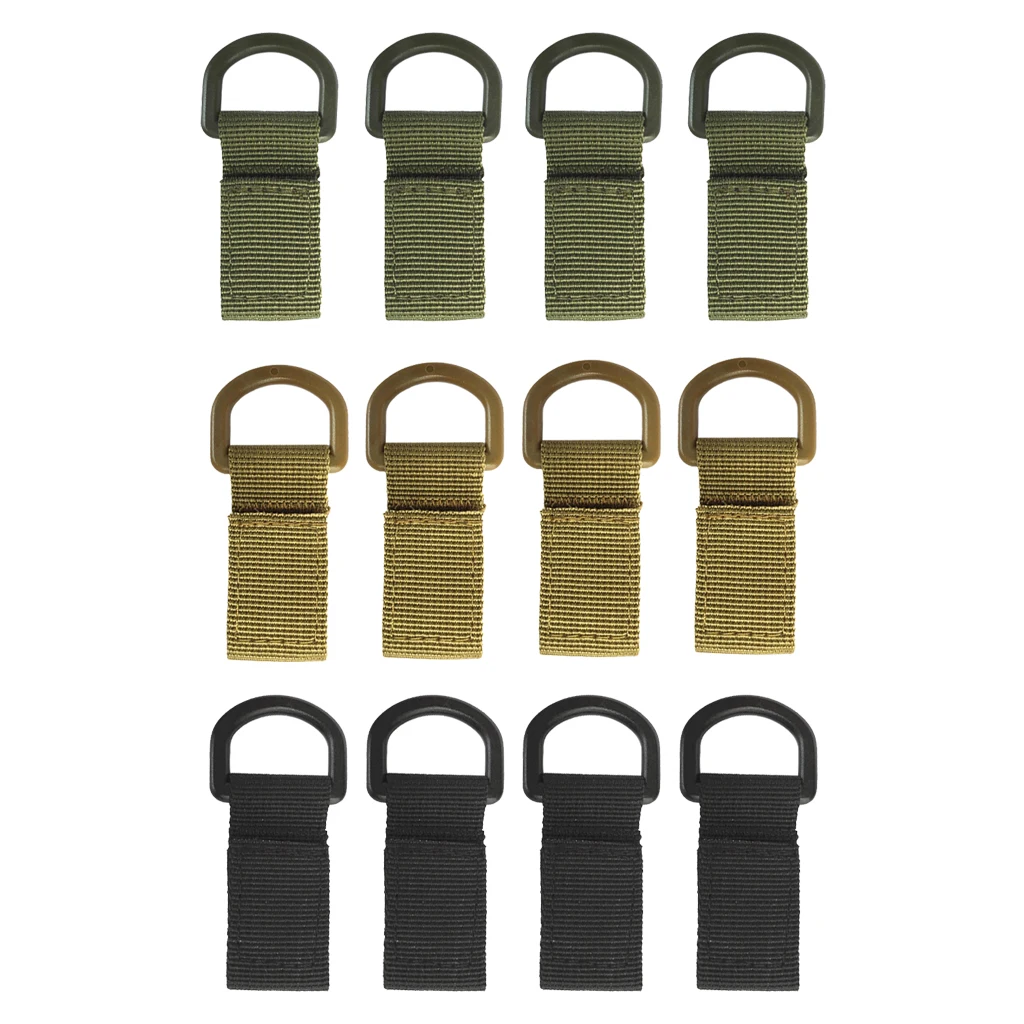 

4 Pcs Nylon Strap Molle Hanging Belt Carabiner Hook Webbing Buckle Strap Clip Backpack D-Shaped Ring