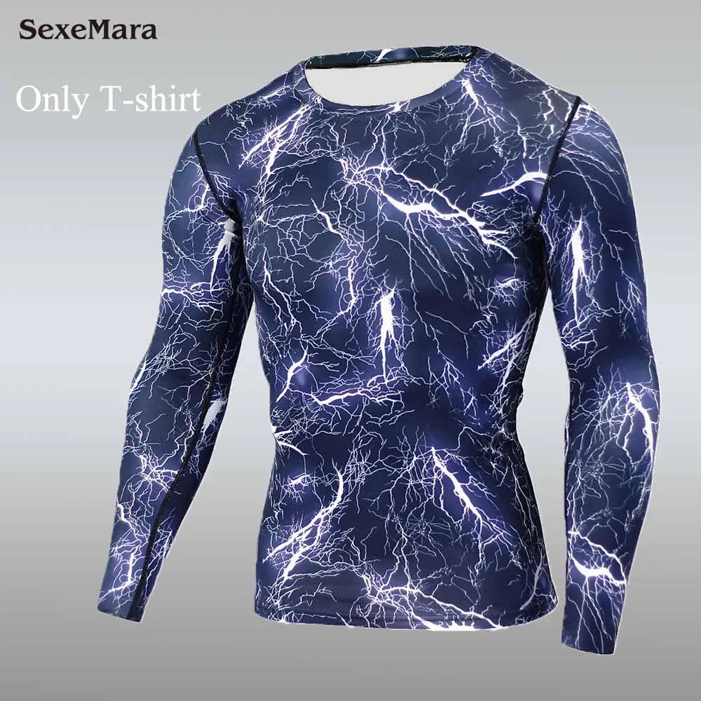 Only T-shirt Камуфляжные колготки для тренажерного зала, спортивные мужские Компрессионные спортивные костюмы, тренировочная одежда, костюмы, нижнее белье для бега, спортивная одежда для мужчин - Цвет: Only T-shirt