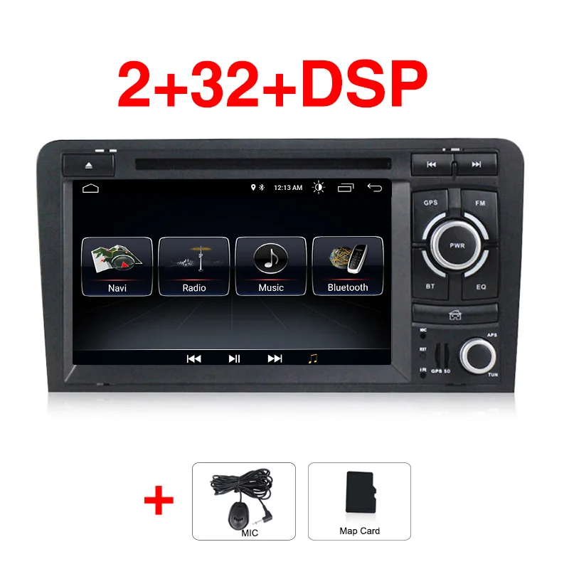 2DIN HD 1024*600 Android 9,1 автомобильный DVD плеер радио gps Navi для AUDI A3 S3 2003 2004 2005 2006 2007 2008 2009 2010 2011 WI-FI RDS - Цвет: Car dvd