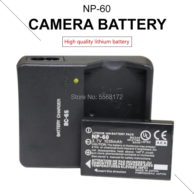 1PCS 3.7V 1035mAh NP-60 FNP60 NP60 Battery for Fujifilm F50I F501 F401 ZOOM F410 F601 F601Z + FOR BC-65 Charger | Электроника