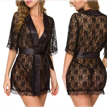 

New sexy Women's Lingerie Nightgowns Nightdress Women's Lace Hollow Babydoll Sleepwear mini Dress