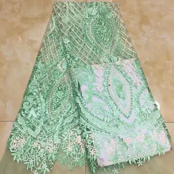 

Madison Nigerian Tulle Lace Fabric with Beads Embroidery 3D Flowers Lace Fabrics Green African French Net Lace Fabric For Dress