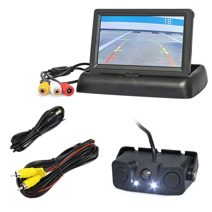DIYKIT 4,3 дюймов Автомобильная камера заднего вида комплект резервный автомобильный монитор видео-радар для парковки сенсор 2 в 1 автомобильная парковочная камера - Название цвета: conventional connect