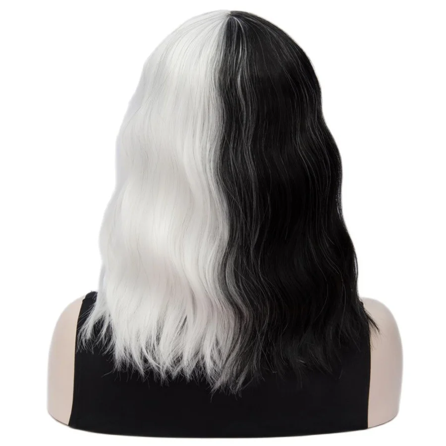 basic halloween costumes CRUELLA Deville De Vil Black White With Bangs Short Bob Ladies Heat-Resistant Synthetic Wig Cosplay Halloween Costume Party Wig christmas costumes