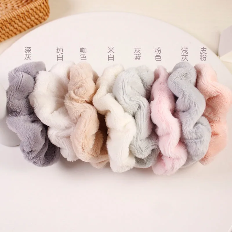 

Warm Soft Hair Scrunchies Furry Elastic Hair Band Women Girls Ponytail Holder Hair Rubber Band Hair Ties Hair Accessories