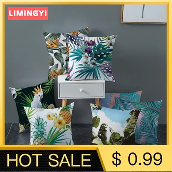 

LIMINGYI Throw Pillows Home Furnishing Office Pillowcase Nordic Tropical Plant Cushion Cover Cojines Decorativos Para Sofa ZT023
