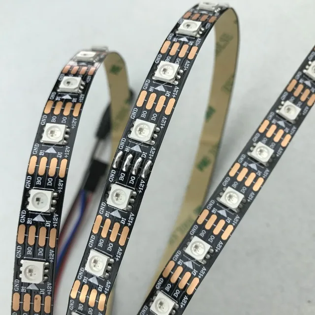 Светодиодный полосы DC12V WS2815 1 m/3m/5 m смарт-пикселей 30/60/144 светодиодный s/m черный/белый печатных плат IP30/IP65/IP67; прибор приемно-двойной сигнала WS2812 вверх