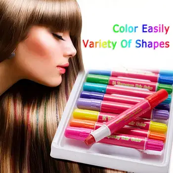 

12 Color Disposable Temporary Hair Coloring Pen Easy To Color Bright Color Hair Coloring Crayon Set Does Not Damage Hair TSLM1
