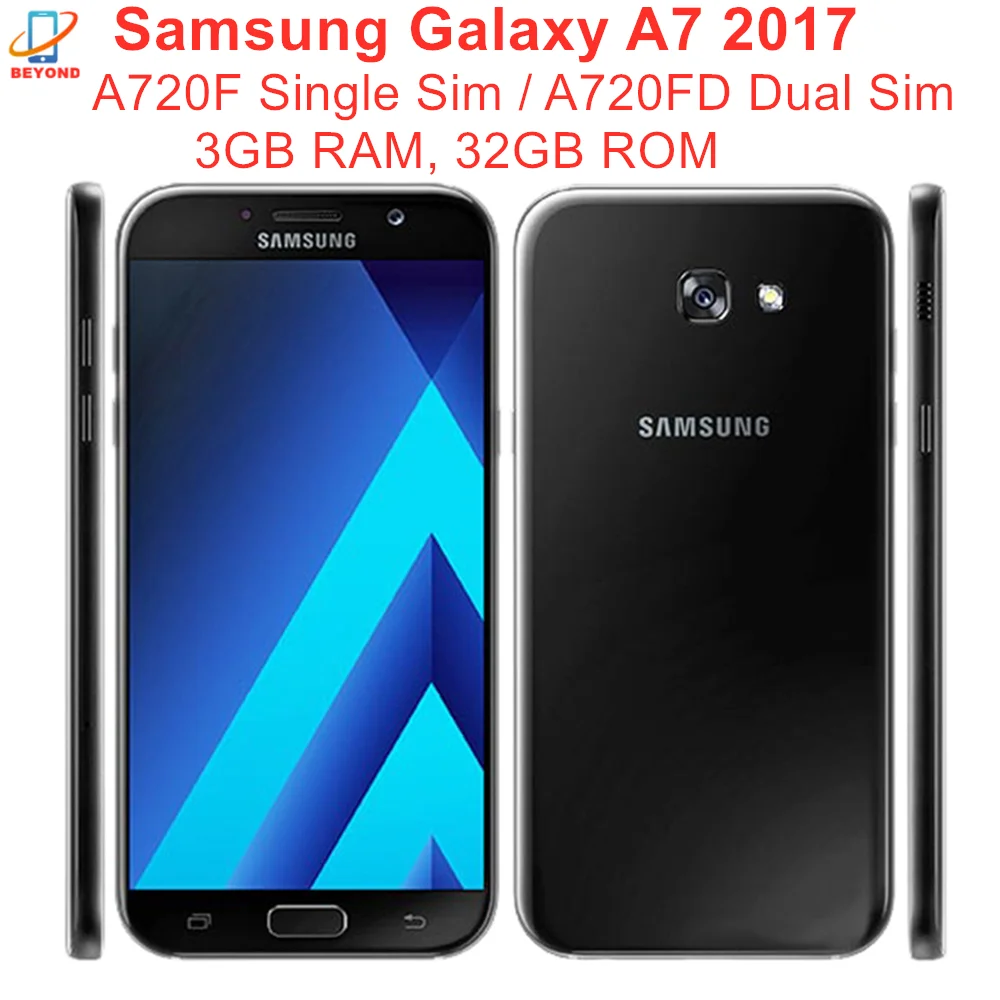 Samsung Galaxy A7 2017 A720F A720FD RAM 3GB ROM 32GB Mobile Phone Octa Core 5.7" 16MP&16MP Exynos NFC Fingerprint Cell Phone refurbished iphone xr