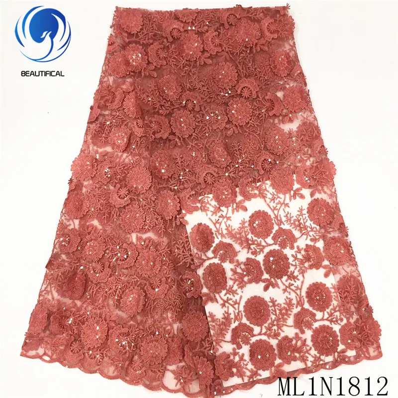 

BEAUTIFICAL African lace fabrics 2019 New french net lace with sequins embroidery flowers lace fabric for women ML1N1812