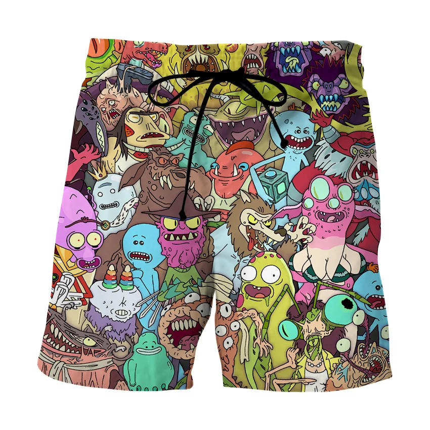 

2020 New Men Beach Board Shorts Men's Swimming Trunks Men Swimwear Beachwear 3D print anime Rick And Morty Beach pants