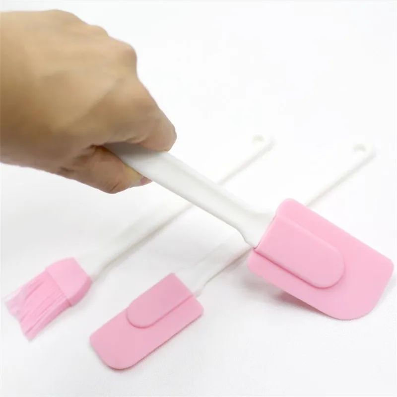 3Pcs Kitchen Silicone Cream Butter Spatula Brush Set Cake Brushes Mixing Batter Shovel Scraper Flour Scrapers Baking Pastry Tool