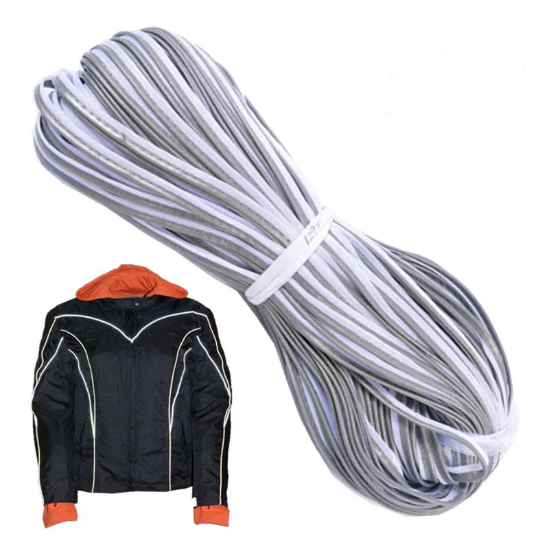 Bright Silver Reflective Piping Strip Fabric Edge Strip Clothing Bag Warning Reflective Rope Garment Trimming Ribbon 5Meters