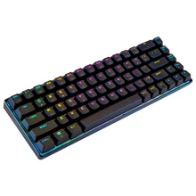 MK14 المحمولة RGB الألعاب مكتب لوحة المفاتيح الميكانيكية USB السلكية 68 مفاتيح LED الخلفية مكافحة الظلال لوحة المفاتيح للكمبيوتر المحمول ألعاب(China)