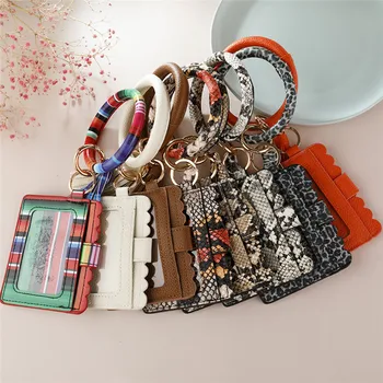 

Hot Sale Multi-Style PU Leather Phone Wallet O Key Rings Women Clutch Wristlet Key Chain For Girl Gifts