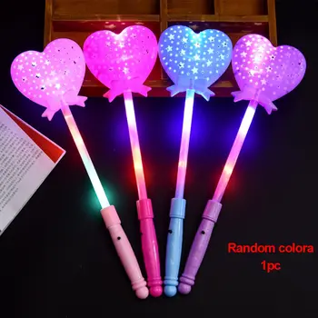 

Luminous Novelty Party Scepter Heart Multi Color Princess Wand Toy Lighting Flashing Light Up Led Magic Stick