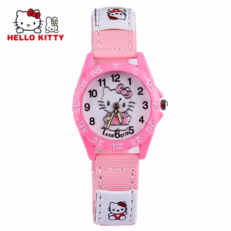 Детские часы hello kitty с милым мультяшным рисунком, детские часы для девочек, розовые, розовые, красные, маленькие часы с циферблатом, подарок для маленьких девочек, Montre Enfant - Цвет: Pink