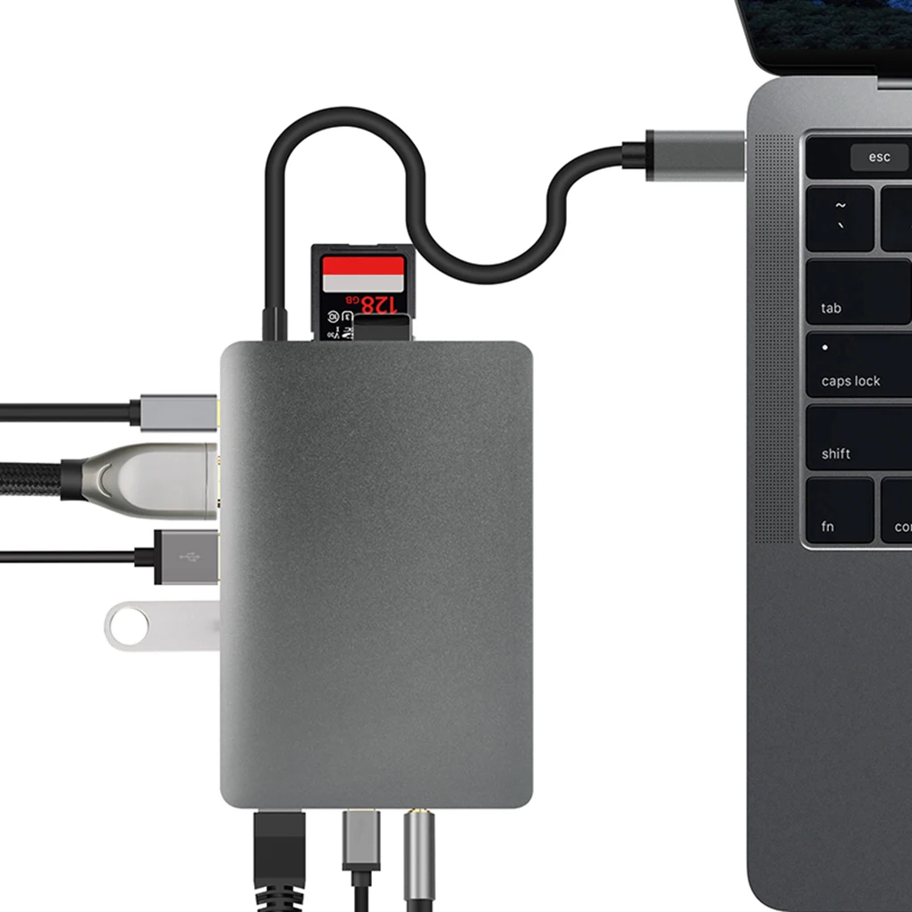 New Type c Hub USB3 0 HD Network RJ45 Port 3 5mm Headphone Interface Laptop Type c Adapter Splitter Card Reader