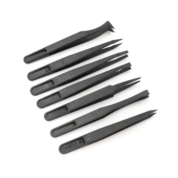 

7pcs/set ESD Tweezers Set Anti Static Tool Plastic Electronic Tweezers Forceps Precision Tweezer Set Hard Plastic