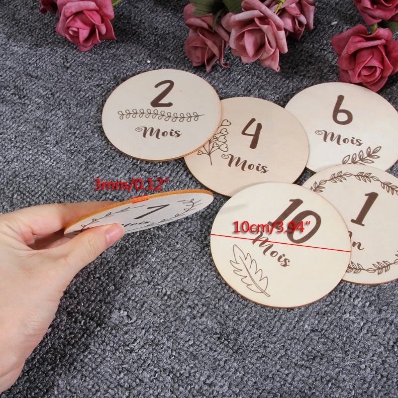 6 Pcs/Set Handmade Baby Milestone Cards Infants Birth Growth Album Photography Props Newborn Monthly Recording Cards for wooden milestone cards,newborn photography props