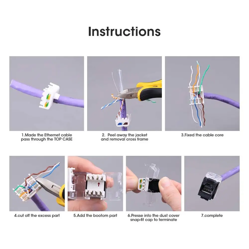 10 шт. в упаковке разъем Keystone CAT5e инструмент RJ45 UTP Jack не требует отверстий модульный