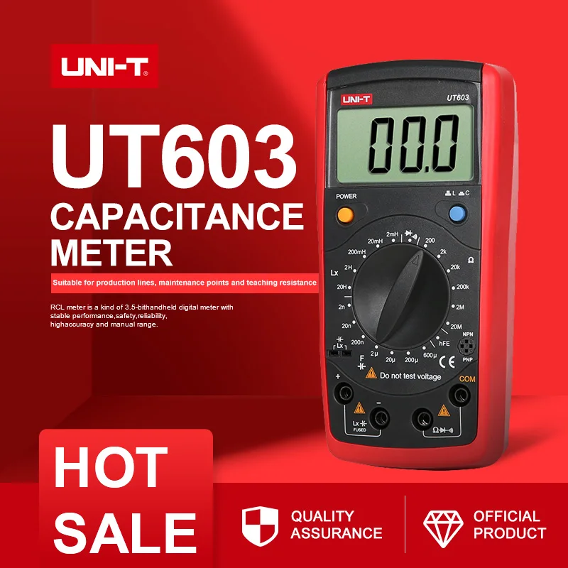 UNI-T UT603 портативный современный Измеритель сопротивления индуктивности, измеритель емкости, тестеры, цифровой измеритель Megger, Омметр, тестер LCR с hFE метром