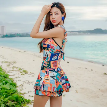 

Women's One-Piece Swimsuit Swimwear Push Up Beach Outings 2018 Woman Swim Wear One Piece Korean New Swimsuits With Skirt Hot
