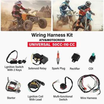

Complete Electrics Wiring Harness Stator Coil CDI Solenoid Relay Spark Plug for 4 Wheelers Stroke ATV(50cc 70cc 110cc 125cc)