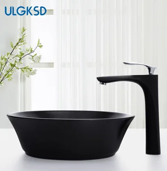 

ULGKSD Blackend Basin Faucet Single Handle Hole Mixer Tap H/C Water Vanity Sink Deck Mount Bathroom Basin Mixer Taps