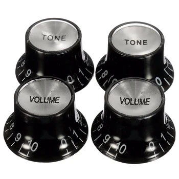 

Guitar Knobs 2 Volumes and 2 Tones Silver Top Hat Bell