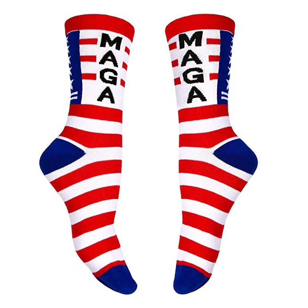 1 пара, Maga, американский флаг, буквенный принт, Средний теленок, для взрослых, в полоску, подарок, модные аксессуары, повседневные мужские носки, удобные