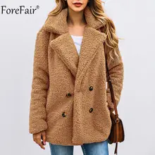 Forefair меховое пальто из искусственного меха 3XL Карманный Женский Зимний офисный плюшевый розовый пуговица плюшевый оверсайз пальто куртка
