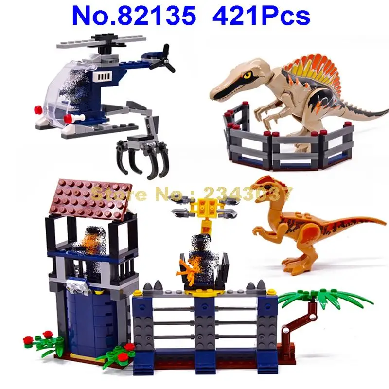 82135 421 шт динозавр Юрского периода dilophosaurus яйца вертолет строительный блок игрушка