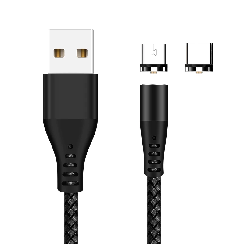 Магнитный кабель USB C кабель для быстрой зарядки Магнит Micro USB зарядное устройство для Xiaomi Mi8 Mi9 samsung S9 S8 type C Быстрая зарядка - Цвет: Black