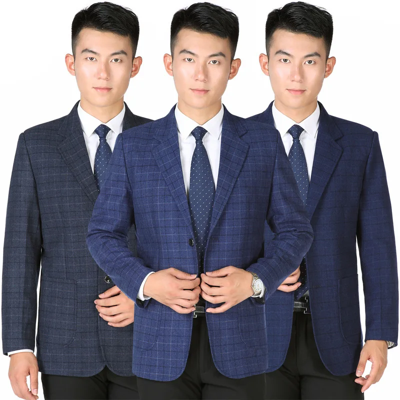 

Spring And Autumn Middle-aged Men Business Leisure Suit Middle-aged Daddy Clothes Plaid Suit Jacket Men's