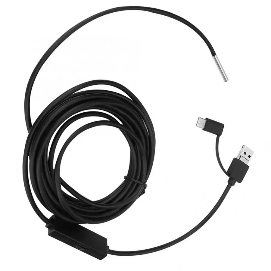 Водонепроницаемый эндоскоп 3 в 1 1/3 5/5 м для Android USB Type C объектив 9 мм высокое
