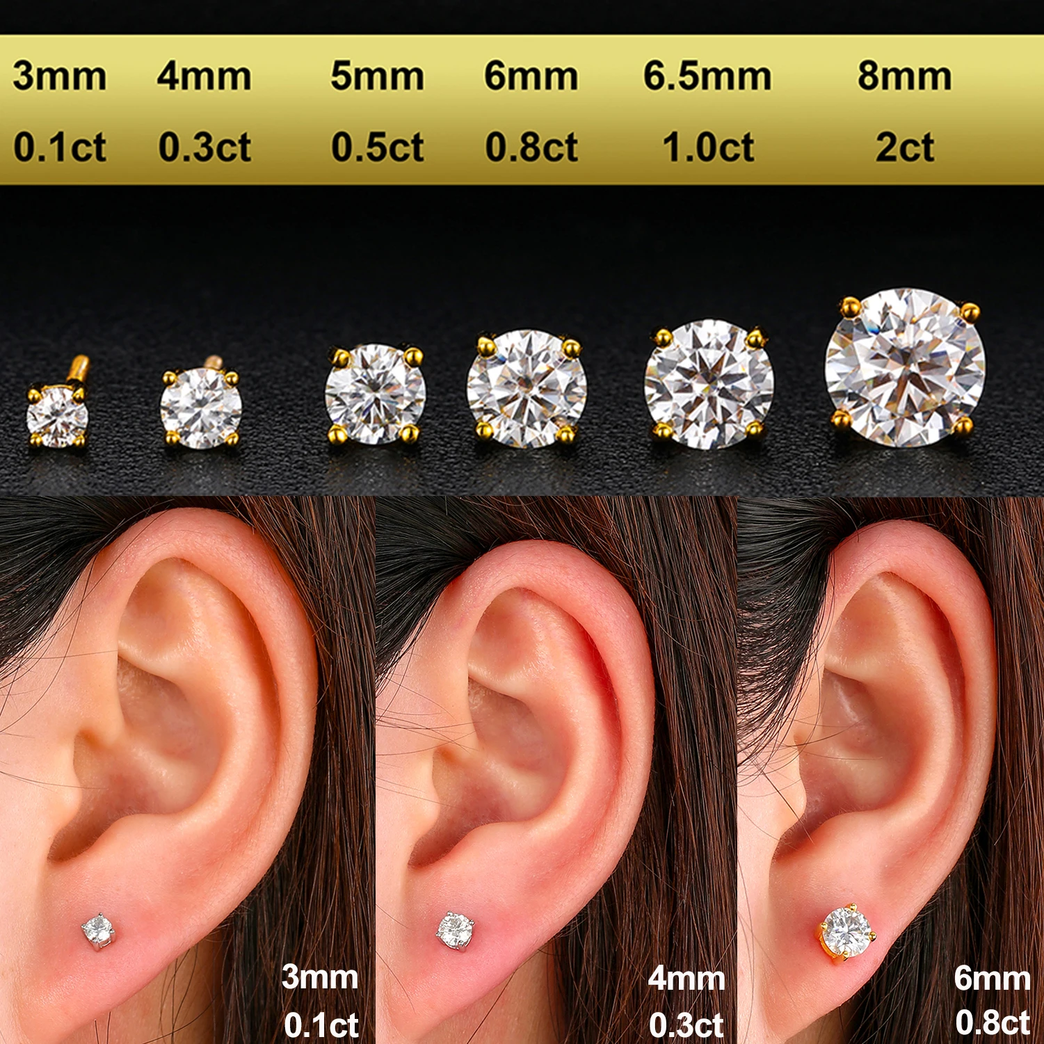 Real 0.1-1 Carat D Color Moissanite Earrings For Women 100% 925 Sterling Silver Earring 2021 Trend Wedding Jewelry 585 Rose Gold