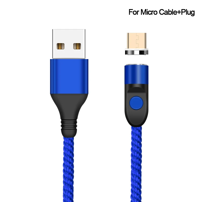 Новейший светодиодный QC3.0 Магнитный usb-кабель для iPhone Micro USB кабель Тип C плетеный кабель зарядное устройство для samsung S10 A50 Xiaomi Redmi k20 - Цвет: Blue for micro