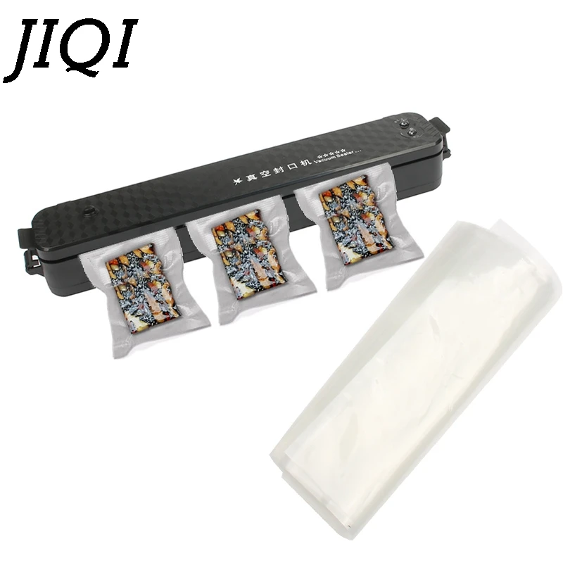 JIQI Электрический вакуумный упаковщик для сухой и влажной упаковки, мини упаковочная машина для сохранения пищи, колбасы, кофе, герметичный упаковщик, 10 шт. пленочные пакеты для хранения