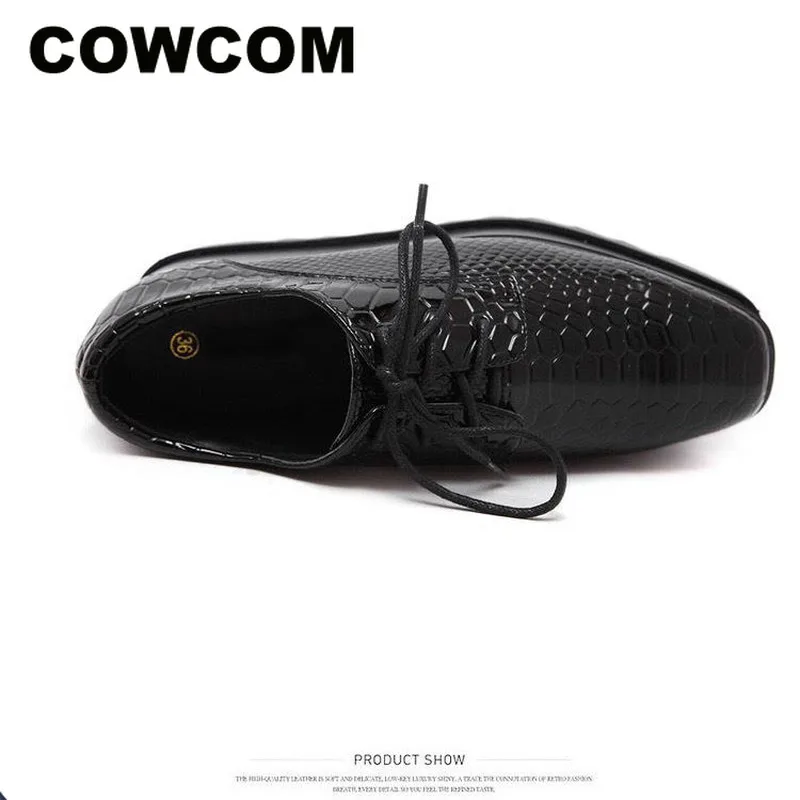 COWCOM/туфли на высокой танкетке с квадратным носком и ремешком; Водонепроницаемая Обувь на толстой платформе; повседневная женская обувь; HZB-598