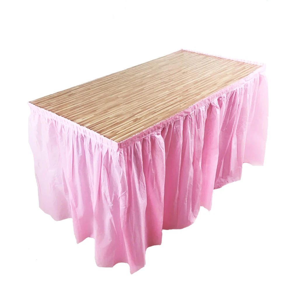 Одноразовая Пластиковая юбка для стола прямоугольная Однотонная юбка для стола украшение стола для дня рождения ребенка для свадьбы Вечерние
