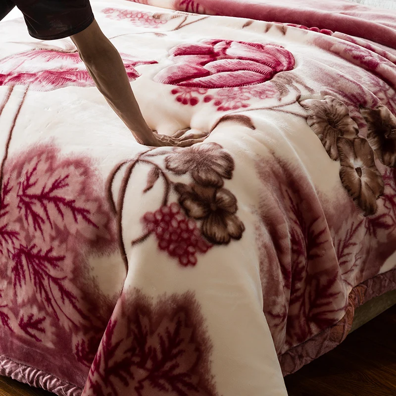Super Soft Winter Raschel Blankets Double Layer Faux Fur Mink Throw Thicken Fluffy Fleece Bedspread Weighted Blankets For Beds