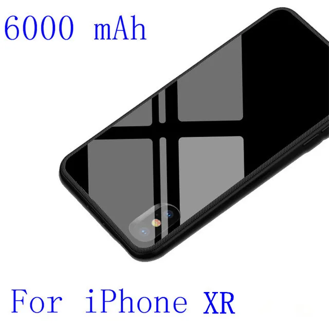 Tempered Glass External Battery Case For iPhone X/XS Extended Phone Battery Power Case For iPhone XR/Xs Max Portable Power Bank - Цвет: Black For iPhone XR